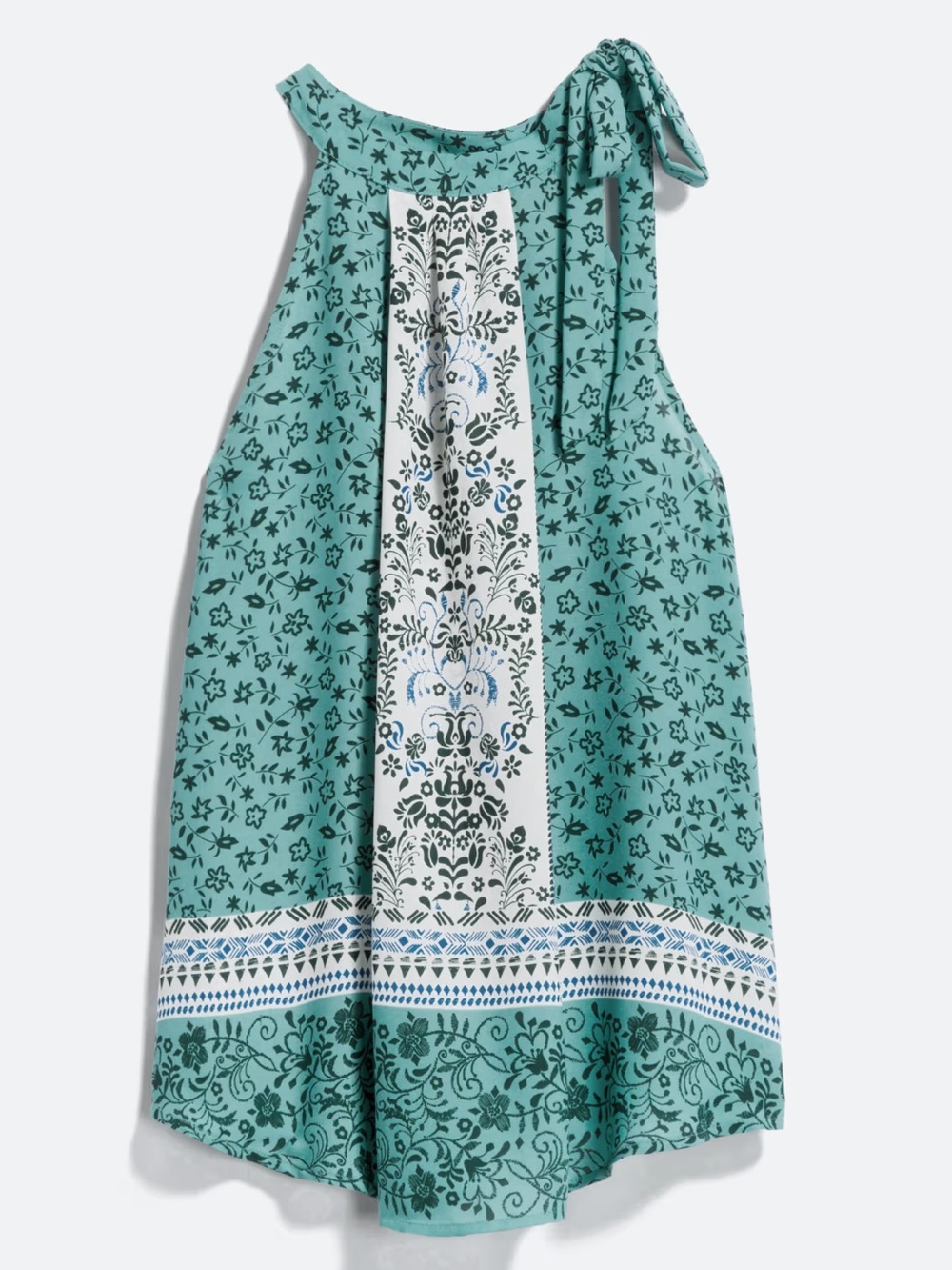 Q&A Kely Tie Neck Teal Green Halter Blouse